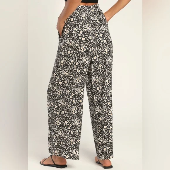 Lulus Orchard Stroll Black Floral Print Wide Leg Pants - Picture 4 of 9